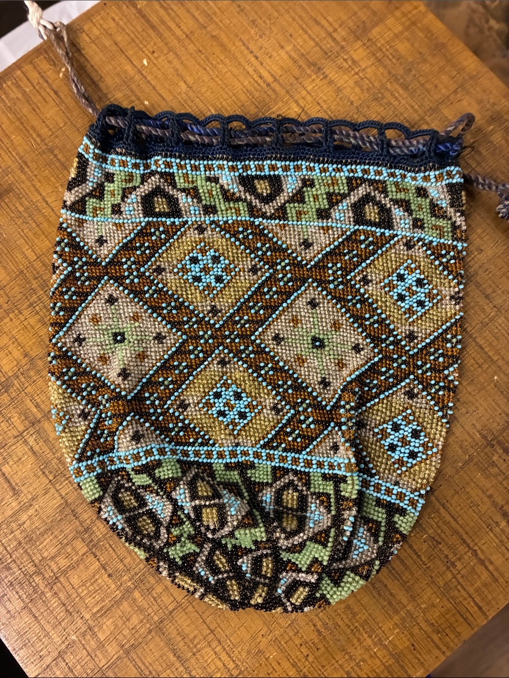 Hand beaded satchel style handbag
